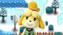 Games like Stardew Valley - Isabelle stood in a Stardew Valley field with snow on it behind her.