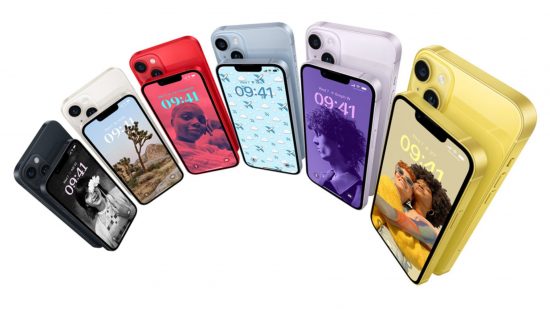 ios screenshot: a range of colorful iphones