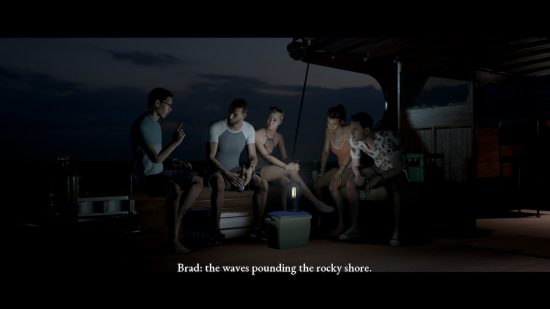 Man of Medan Switch review - a screenshot of the characters sitting together on the boat