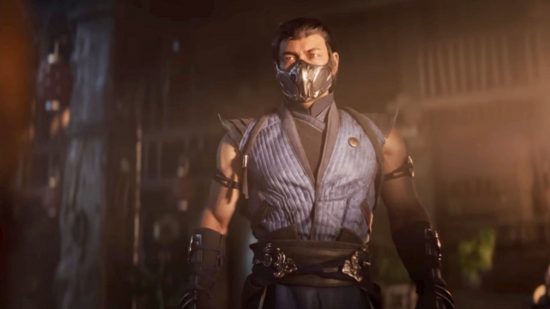 Mortal Kombat 1 characters: Sub-Zero stood in a building with his arms by his side