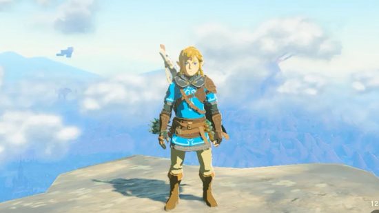 Screenshot of Link standing on a sky island in Tears of the Kingdom for open world games guide 