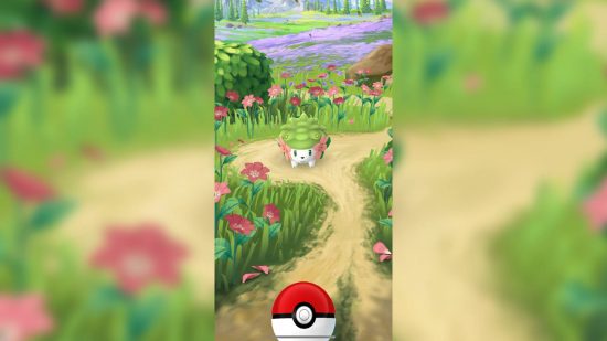 Pokemon Go Shaymin: A screenshot shows a trainer catching Shaymin