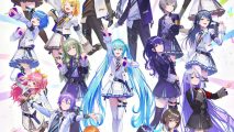 Project Sekai characters: Official art for the 2.5 anniversary of the Japanese version showing all the characters in the Mikudemy uniform