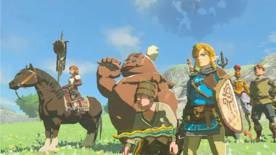 Captura de pantalla de Zelda: Tears of the Kingdom con otros habitantes de Hyrulian para la mejor guía de juegos para un jugador