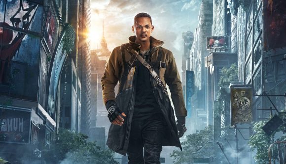 Key art of Will Smith's character Trey Jones walking through a city in Undawn