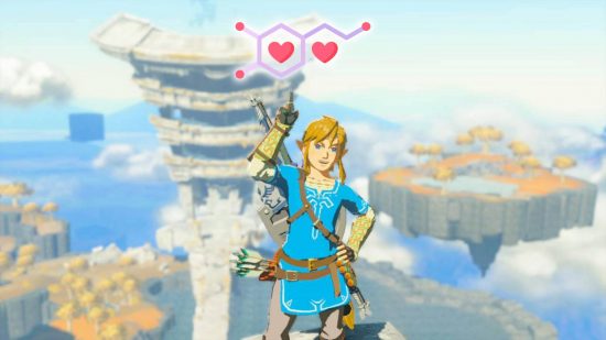Zelda Tears of the Kingdom ADHD: Link stands below the dopamine symbol
