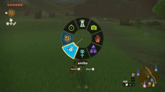 Zelda Tears of the Kingdom amiibo: an ability wheel shows the option to use amiibo