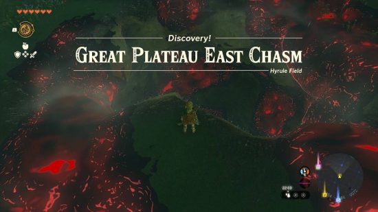 Zelda: Tears of the Kingdom autobuild: Link stands over the Great Plateau chasm