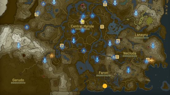 Marked location of thunder gleeok for Zelda: Tears of the Kingdom gleeok guide