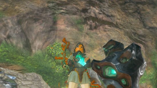 Link stands next to a zonaite deposit
