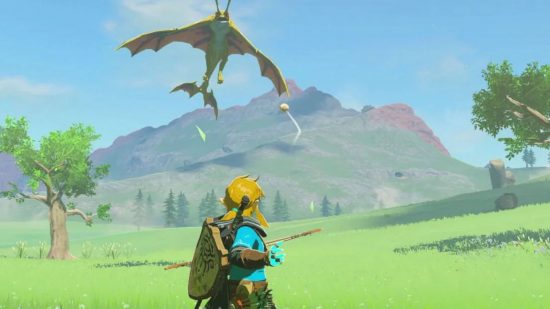 Screenshot of a Zelda Tears of the Kingdom Aerocuda flying towards link for Zelda TotK enemies guide
