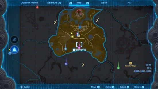 Map of Hyrule with locations marked for Zelda: Tears of the Kingdom Miskos treasure quest