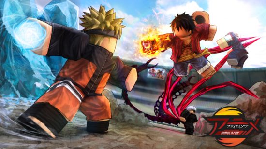 Anime Fighting Simulator codes - two Roblox anime characters in an epic battle