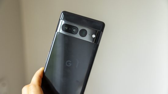The back of the Google Pixel 7 Pro phone