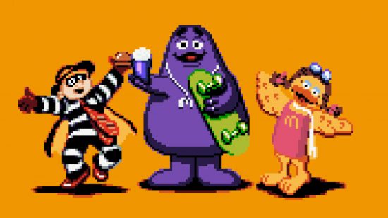 McDonalds game boy release: three Mcdonalds characters stood together
