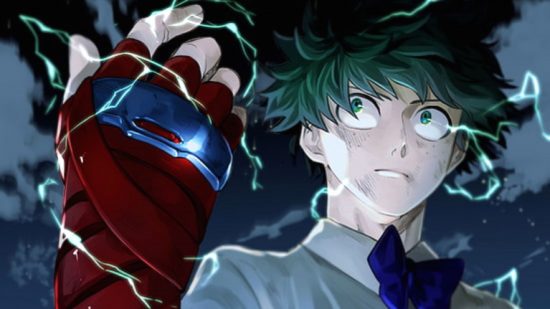 My Hero Battleground codes: an anime hero surrounded by lightning