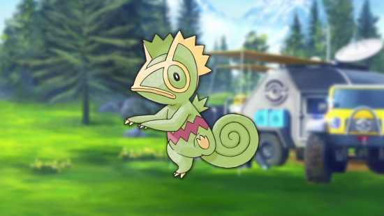 Rare Pokémon Kecleon su un background forestale