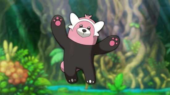 Bewear,one of the best bear pokémon on a jungle background.