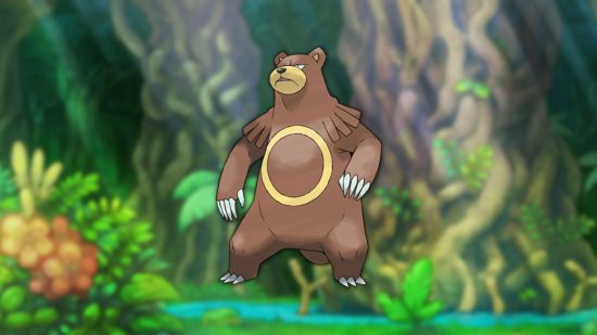 Ursaring, one of the best bear pokémon stood in a jungle.