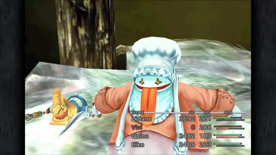 Best non-binary Nintendo characters: Quina. Image shows Quina in battle besides a fallen Vivi.