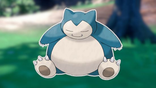 Big Pokemon: Snorlax outlined in white and pasted on a blurred Pokemon screenshot background