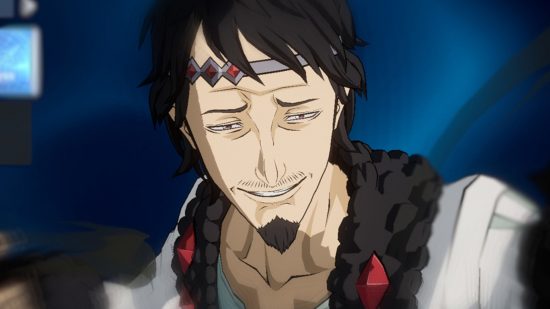 Black Clover M Anime Expo: A screenshot from the demo showing a close up of a man with dark hair and a pointy beard