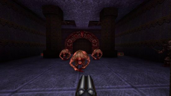 cheap games Quake: three fleshy monsters coming out of the shadows
