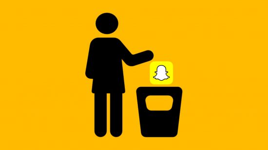 Custom image for how to delete Snapchat account guide with someone putting the Spotify icon in the bin