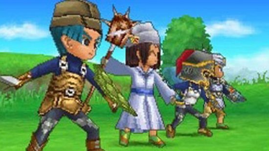 Dragon Quest games: A Dragon Quest IX screenshot shows the entire party ready for battle