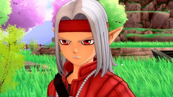 A white-haired anime boy scowling in the Dragon Quest Monsters: The Dark Prince trailer