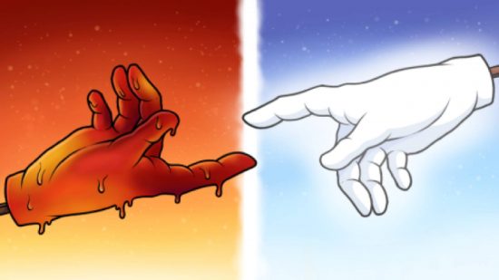Elude codes: promotional art from the Roblox game Slap Battle shows two hands connecting by the finger