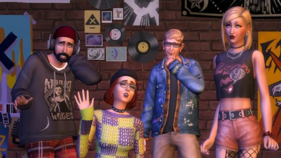 Games like The Sims: Four iconic Sims 4 characters in new grunge revival outfits.