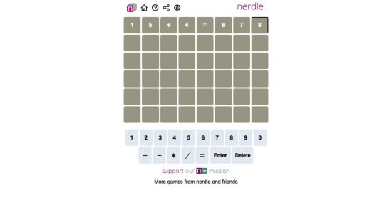 Games like World header showing a white background with grey squares on it and a numpad below for putting in numbers.