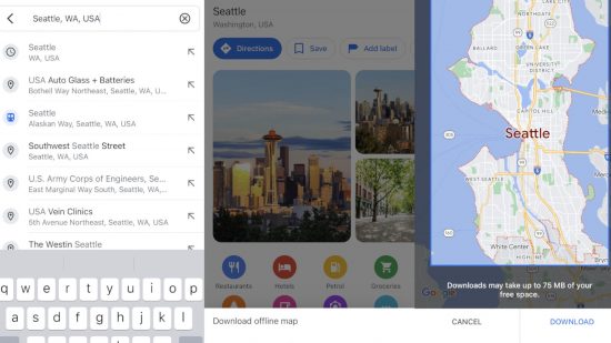 Custom screenshots detailing the instruction on how to use Google Maps offline
