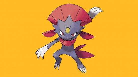 Ice Pokemon: the ice pokemon Weavile appears against a yellow background