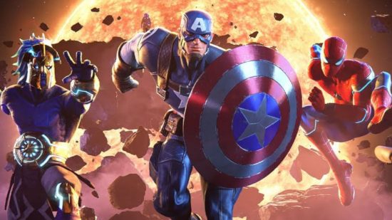 Screenshot of Captain America and Spidey heading into battle for Marvel games on Switch and mobile list