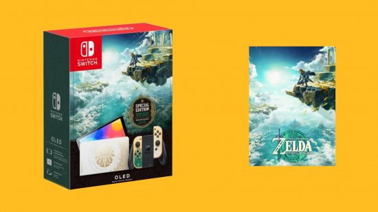Nintendo Switch with game, specifically an OLED with The Legend of Zelda: Tears of the Kingdom.