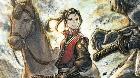 Key art for Octopath Traveler with a warrior stood by his horse for Octopath Traveler stream news