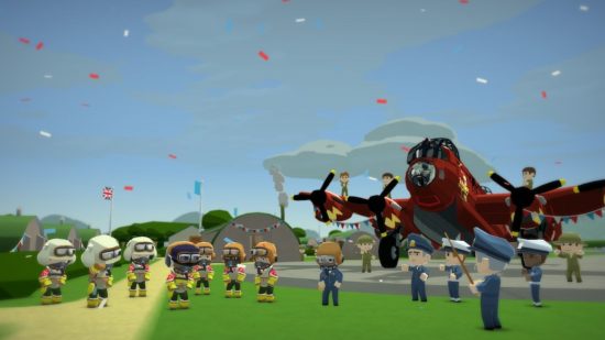 Screenshot of a landing in Bomber Crew for best plane games guide