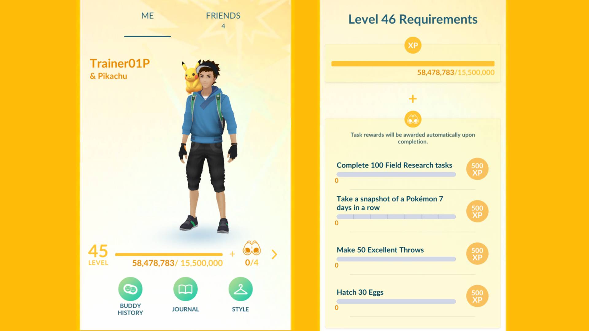 Pokémon Go level requirements