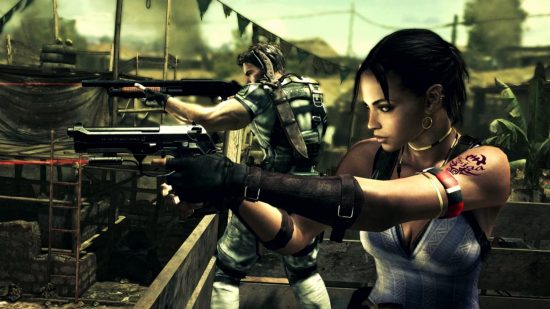 Resident Evil 5 remake Sheva and Chris shooting