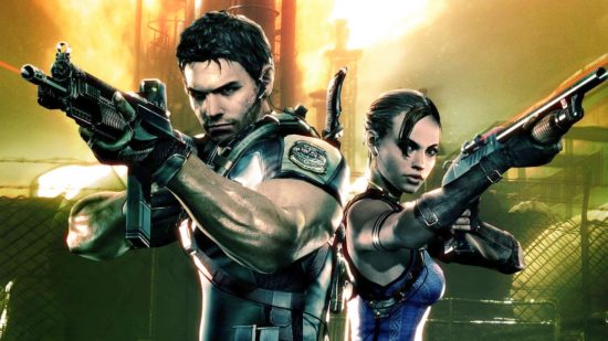 Resident Evil 5 Remake - Sheva and Chris aiming guns