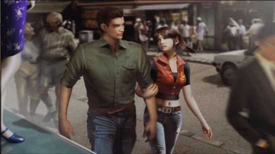 Resident Evil Code Veronica Remake - Clair and Chris walking down a street