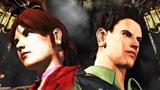 Resident Evil Code Veronica Remake - Claire and Chris looking seperate ways with smoke in the background