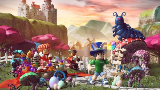 Roblox names key art from Roblox shows several different Roblox avatar chaarcters