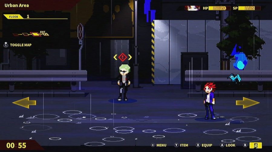 Soulvars hero image: A screenshot showing pixel Yakumo and his teammate standing in the urban area