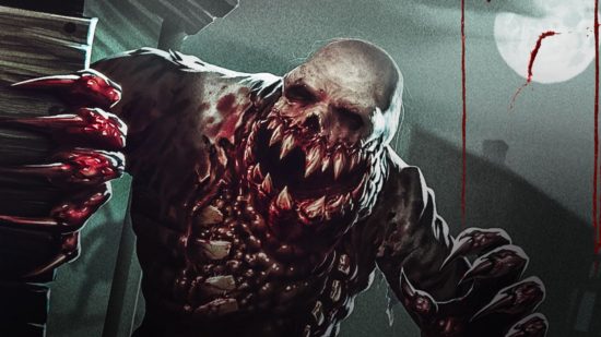 Summer Games Fest 2023: un gran monstruo con dientes cubierto de sangre y una sonrisa vacía debajo de la luna en una escena oscura.