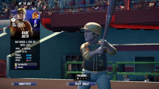 Zrzut ekranu przedstawiający Babe Rutha w Super Mega Baseball 4