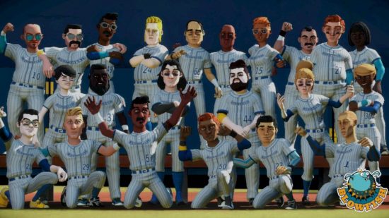 Moja ukochana drużyna Blowfish na zdjęciu drużynowym do recenzji Super Mega Baseball 4