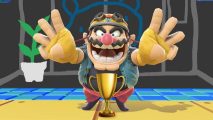 Custom image for Super Smash Bros Ultimate Champion Cup news with Wario celebrating a win